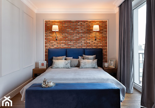 Apartament 113 m2 - Mała szara sypialnia, styl rustykalny - zdjęcie od Architekt wnętrz Maria Jachalska
