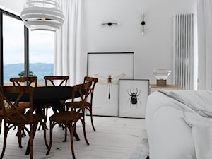 Dom o charakterze skandynawskim - Średnia biała jadalnia w salonie, styl skandynawski - zdjęcie od Architekt wnętrz Maria Jachalska
