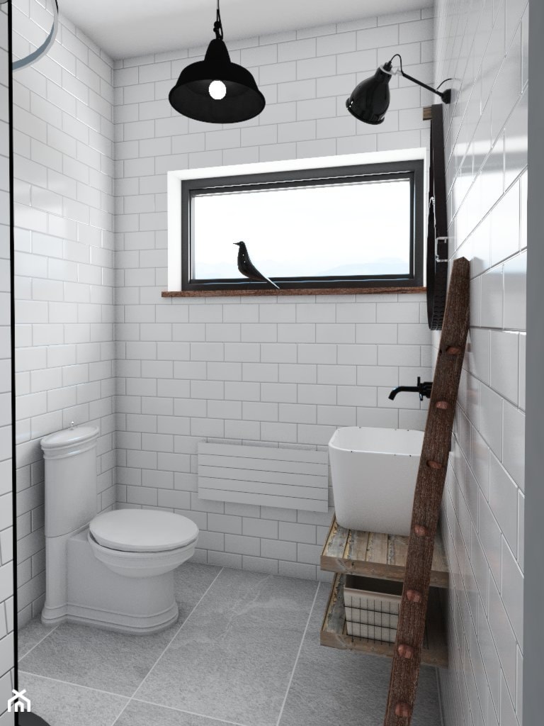 Dom o charakterze skandynawskim - Mała na poddaszu z lustrem łazienka z oknem, styl skandynawski - zdjęcie od Architekt wnętrz Maria Jachalska
