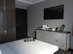 Apartament 105 m2 w widokiem na Poznań - Średnia biała szara sypialnia, styl glamour - zdjęcie od Architekt wnętrz Maria Jachalska