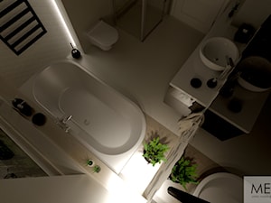 ŁAZIENKA (satini) - Średnia z lustrem łazienka z oknem, styl skandynawski - zdjęcie od MEGART Projekty Wnętrz
