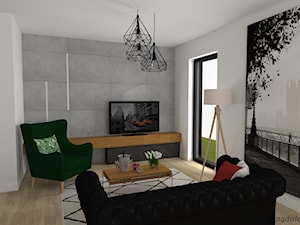 SALON - Mały biały szary salon, styl nowoczesny - zdjęcie od MEGART Projekty Wnętrz