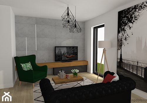 SALON - Mały biały szary salon, styl nowoczesny - zdjęcie od MEGART Projekty Wnętrz