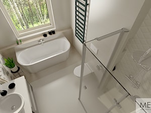 ŁAZIENKA (satini) - Średnia z lustrem łazienka z oknem, styl skandynawski - zdjęcie od MEGART Projekty Wnętrz