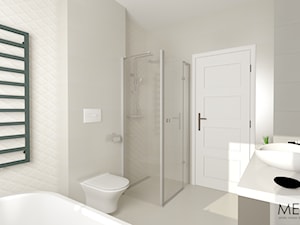 ŁAZIENKA (satini) - Średnia bez okna z lustrem łazienka, styl skandynawski - zdjęcie od MEGART Projekty Wnętrz