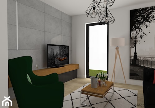 SALON - Średni biały szary salon, styl nowoczesny - zdjęcie od MEGART Projekty Wnętrz