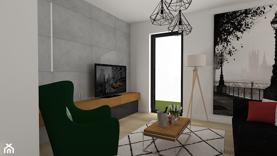 SALON - Średni biały szary salon, styl nowoczesny - zdjęcie od MEGART Projekty Wnętrz