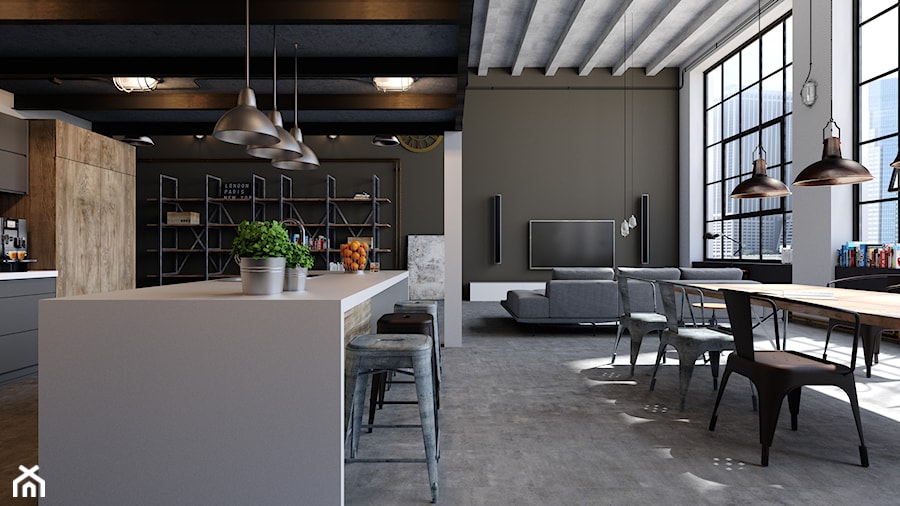 Industrialny Apartament - Jadalnia, styl industrialny - zdjęcie od Lemonade Studio