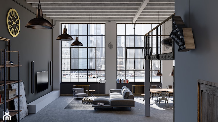 Industrialny Apartament - Salon, styl industrialny - zdjęcie od Lemonade Studio