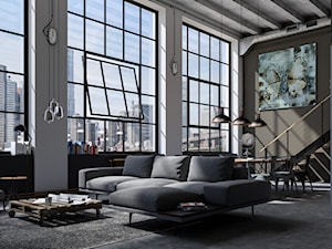 Industrialny Apartament - Salon, styl industrialny - zdjęcie od Lemonade Studio