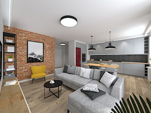 Mieszkanie w industrialnym stylu - Średni szary salon z kuchnią z jadalnią - zdjęcie od STUDIO ARCHI S