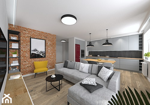 Mieszkanie w industrialnym stylu - Średni szary salon z kuchnią z jadalnią - zdjęcie od STUDIO ARCHI S