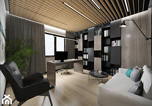 Projekt biura w domu - Średnie w osobnym pomieszczeniu z sofą beżowe czarne biuro, styl nowoczesny - zdjęcie od STUDIO ARCHI S