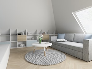 Projekt pokoju gościnnego - Mały niebieski szary salon - zdjęcie od STUDIO ARCHI S