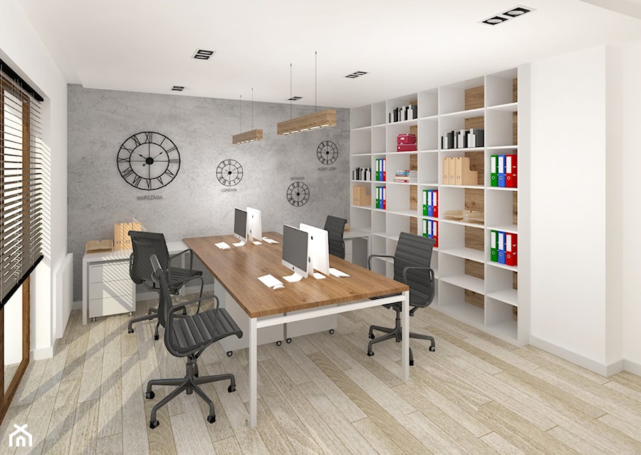 Biuro spedycji - Duże białe szare biuro, styl nowoczesny - zdjęcie od STUDIO ARCHI S