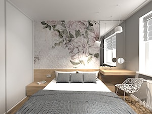 Projekt sypialni - Mała szara z biurkiem sypialnia - zdjęcie od STUDIO ARCHI S