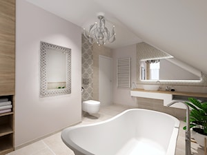 Łazienka w stylu glamour - Średnia na poddaszu z lustrem łazienka z oknem - zdjęcie od STUDIO ARCHI S