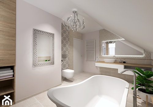 Łazienka w stylu glamour - Średnia na poddaszu z lustrem łazienka z oknem - zdjęcie od STUDIO ARCHI S