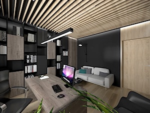 Projekt biura w domu - Średnie w osobnym pomieszczeniu z sofą czarne szare biuro - zdjęcie od STUDIO ARCHI S