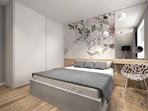 Projekt sypialni - Średnia biała szara z biurkiem sypialnia - zdjęcie od STUDIO ARCHI S