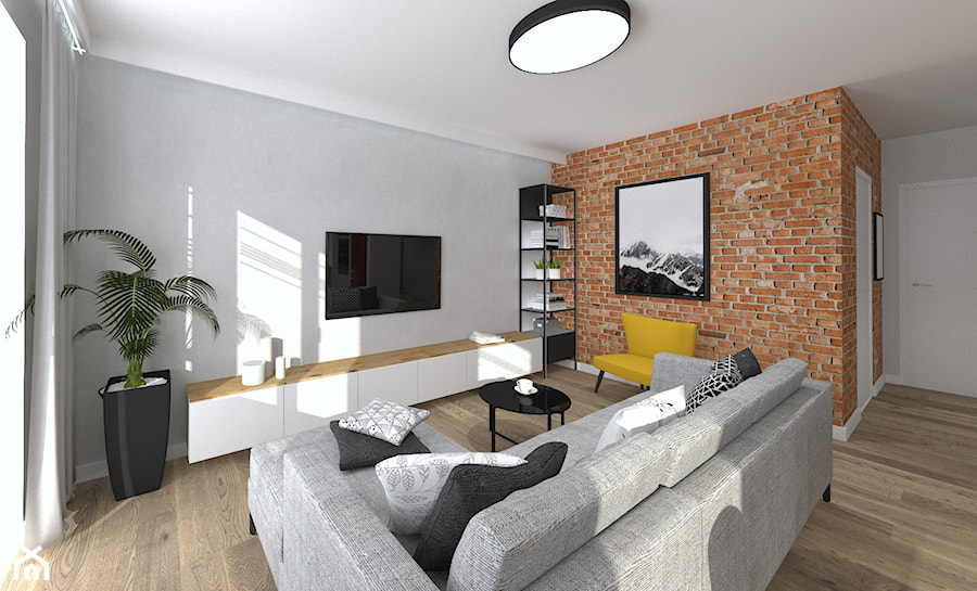 Mieszkanie w industrialnym stylu - Średni szary salon - zdjęcie od STUDIO ARCHI S