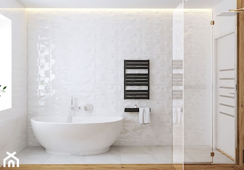 Ściana łazienkowa z płytkami 3D - zdjęcie od Studio M kwadrat | architektura wnętrz