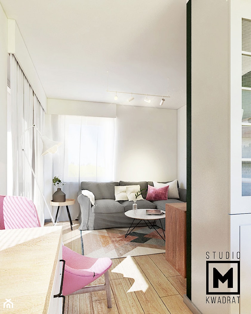 Salon z parkietem - zdjęcie od Studio M kwadrat | architektura wnętrz - Homebook