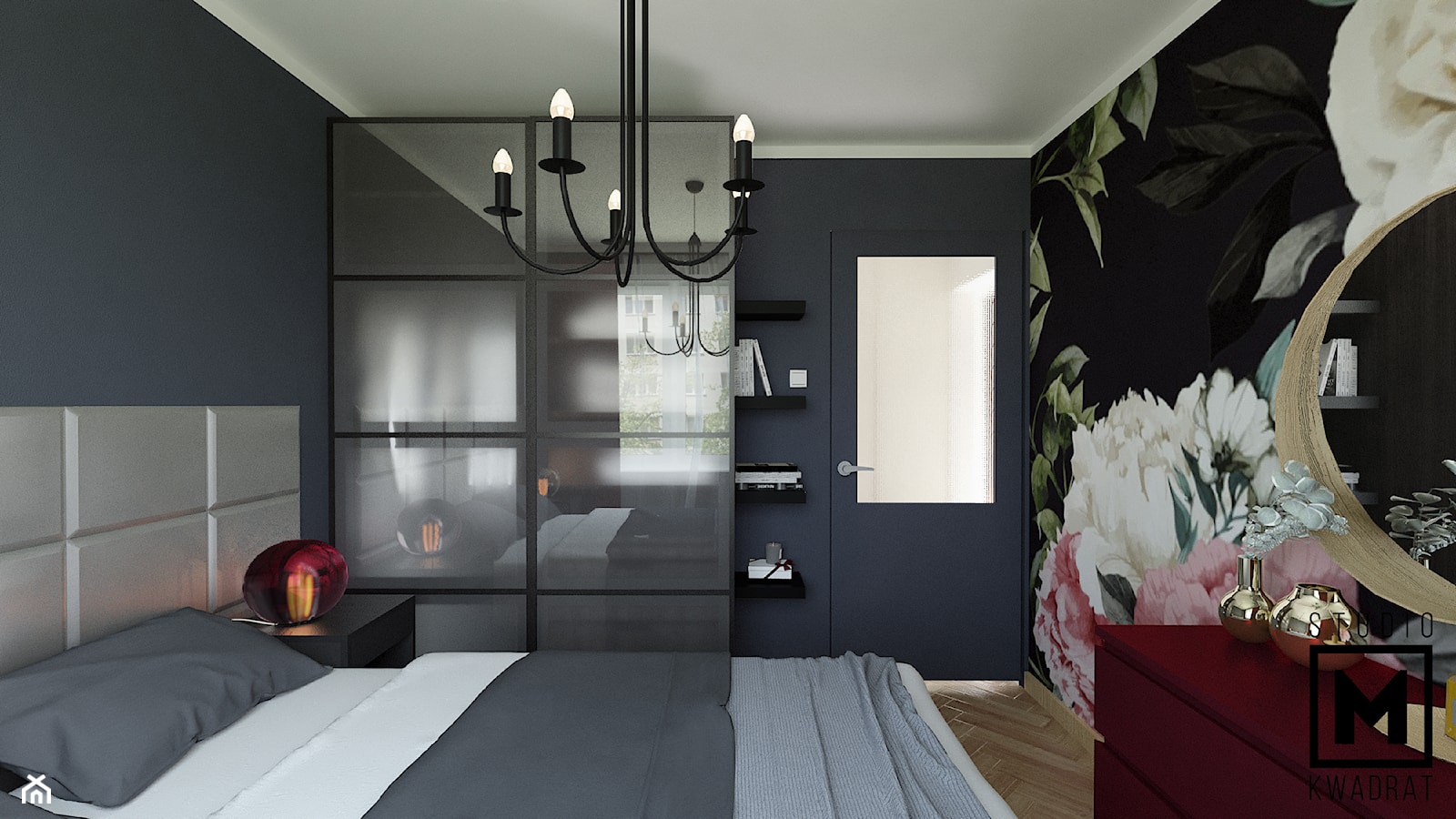 Romantyczna i elegancka sypialnia - zdjęcie od Studio M kwadrat | architektura wnętrz - Homebook