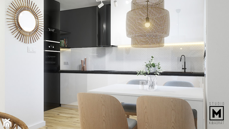 Biało-czarna kuchnia - zdjęcie od Studio M kwadrat | architektura wnętrz