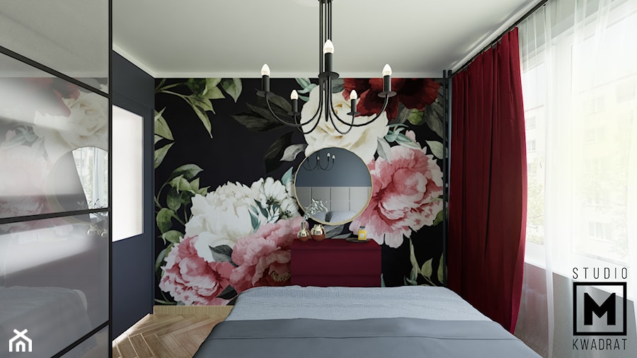 Romantyczna i elegancka sypialnia - zdjęcie od Studio M kwadrat | architektura wnętrz