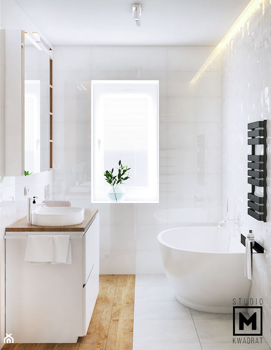 Elegancka łazienka - podział na 2 strefy - zdjęcie od Studio M kwadrat | architektura wnętrz