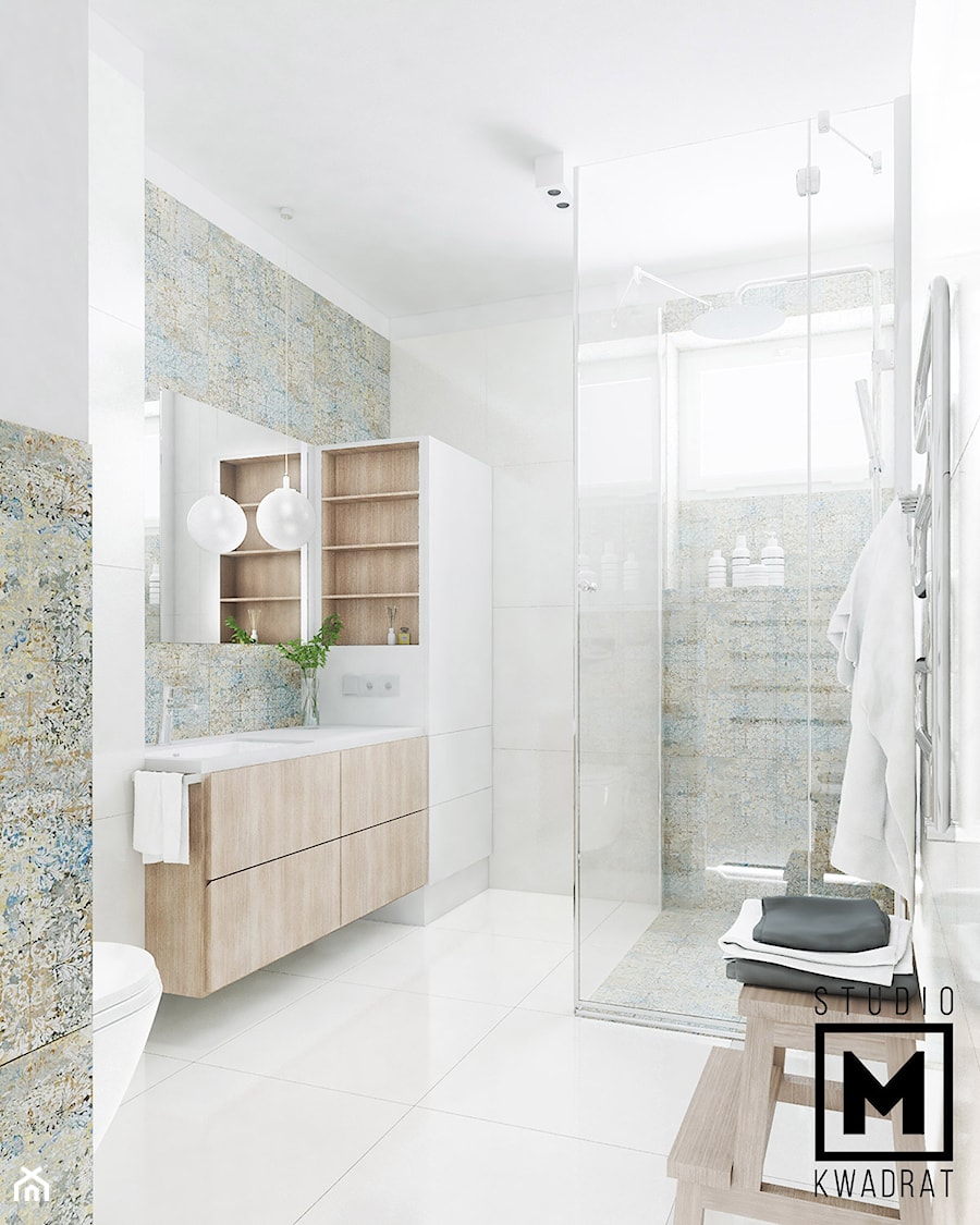 Kabina prysznicowa w nowoczesnej łazience. - zdjęcie od Studio M kwadrat | architektura wnętrz
