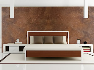 Industrialna rdza - Duża biała brązowa szara sypialnia, styl industrialny - zdjęcie od FOX DEKORATOR