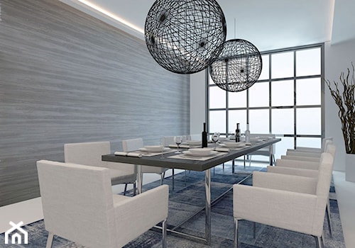 Trawertyn wapienny - Średnia biała jadalnia jako osobne pomieszczenie, styl nowoczesny - zdjęcie od FOX DEKORATOR