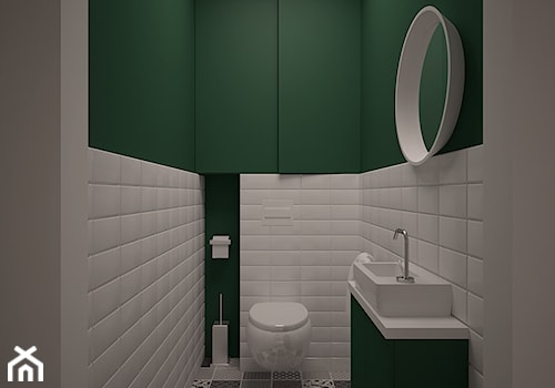 łazienka zieleń i biel - zdjęcie od Ola Kulisz -projektowanie wnętrz