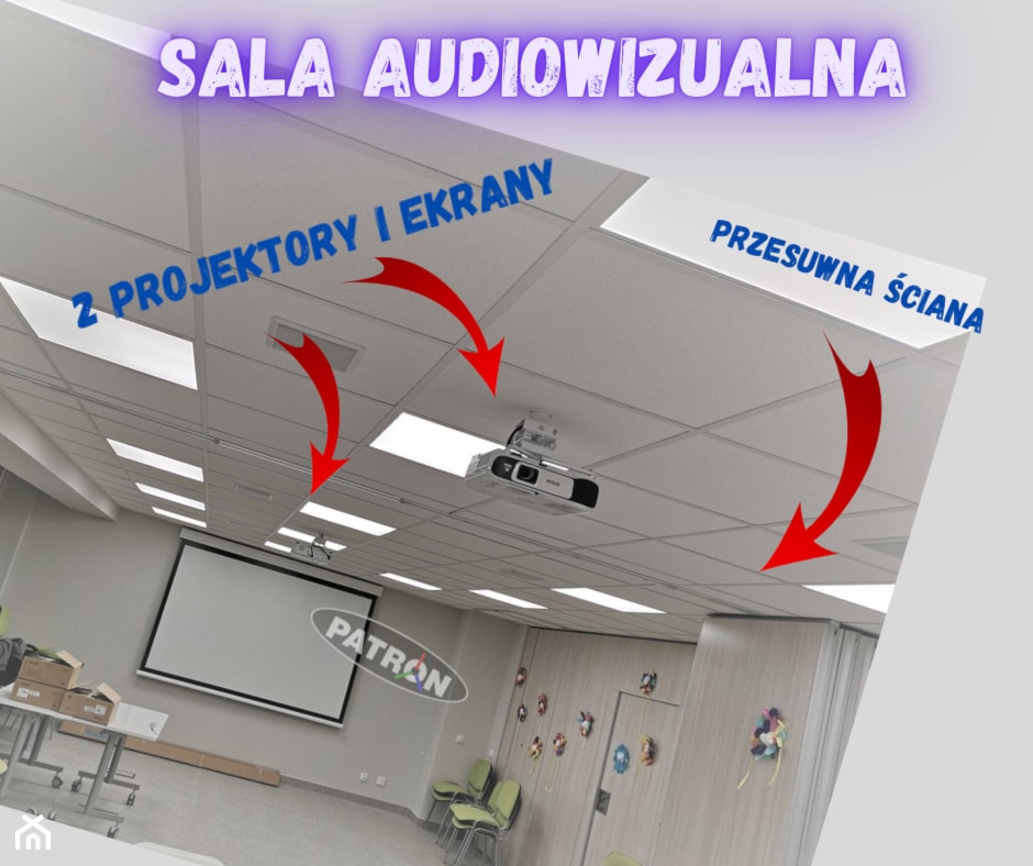 Sala audiowizualna z dwoma projektorami i ekranami - zdjęcie od Patron - Systemy Audiowizualne - Automatyka - Inteligentny Dom - Homebook