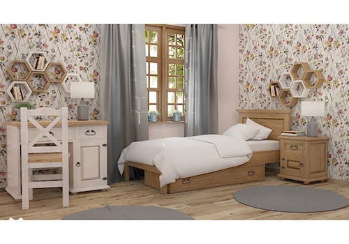 Średnia szara z biurkiem sypialnia, styl prowansalski - zdjęcie od Meble-woskowane