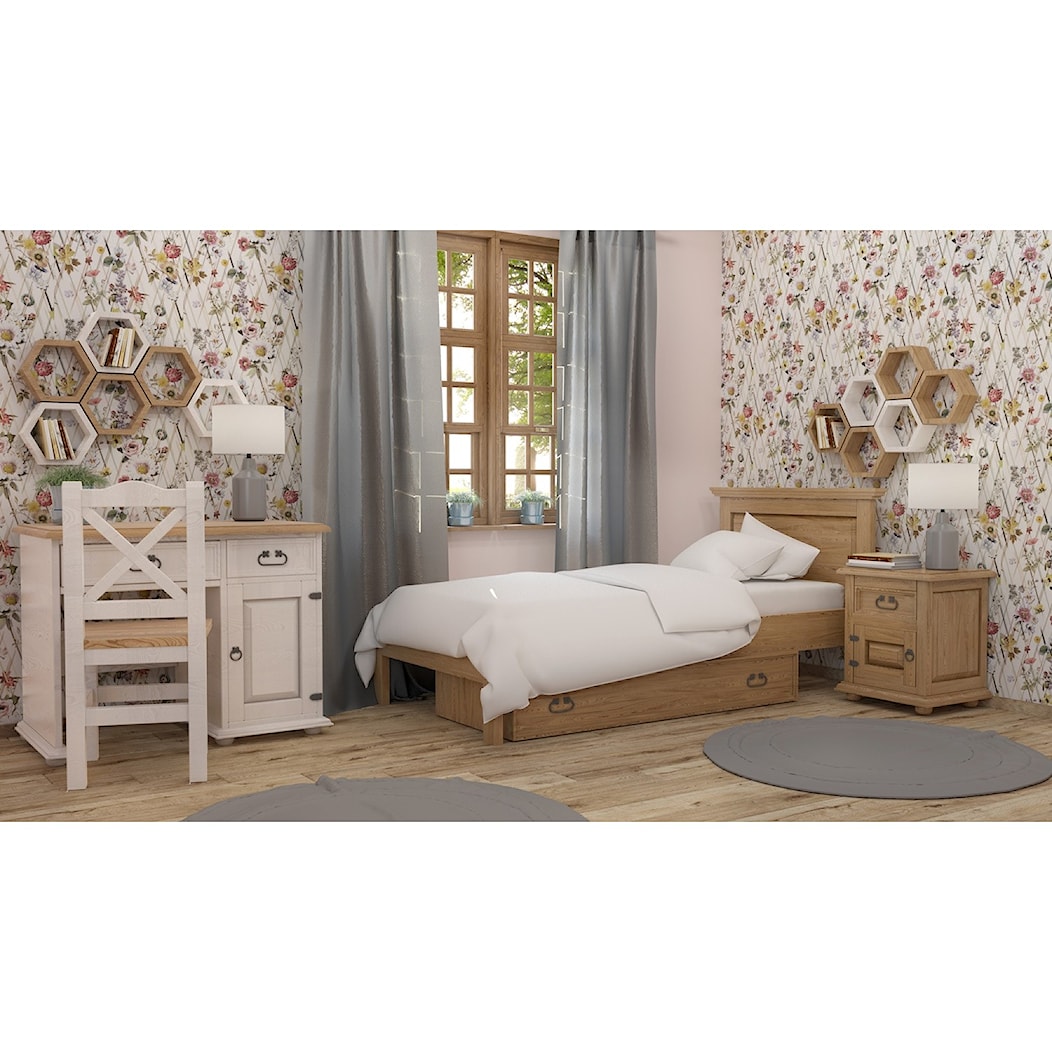 Średnia szara z biurkiem sypialnia, styl prowansalski - zdjęcie od Meble-woskowane - Homebook