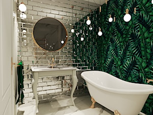 Łazienka z tapetą i kafelkami lustrzanymi - zdjęcie od rafal-jakubik 2