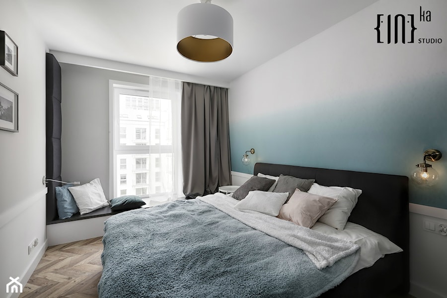 Mieszkanie na wynajem Gdańsk, Stare Miasto - Średnia szara sypialnia, styl nowoczesny - zdjęcie od Inka Studio