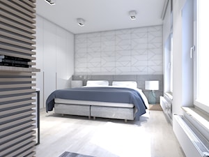 Mieszkanie Gdańsk Central Park - Średnia biała szara sypialnia, styl nowoczesny - zdjęcie od Inka Studio
