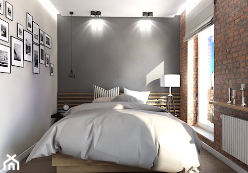 Mieszkanie Chmielna Park Gdańsk - Średnia biała szara sypialnia, styl skandynawski - zdjęcie od Inka Studio