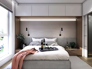 Mieszkanie Morena - Średnia biała szara sypialnia z garderobą, styl nowoczesny - zdjęcie od Inka Studio