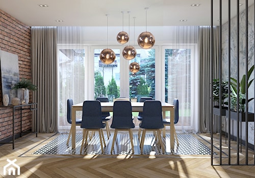 Dom Banino - Duża brązowa szara jadalnia jako osobne pomieszczenie, styl nowoczesny - zdjęcie od Inka Studio