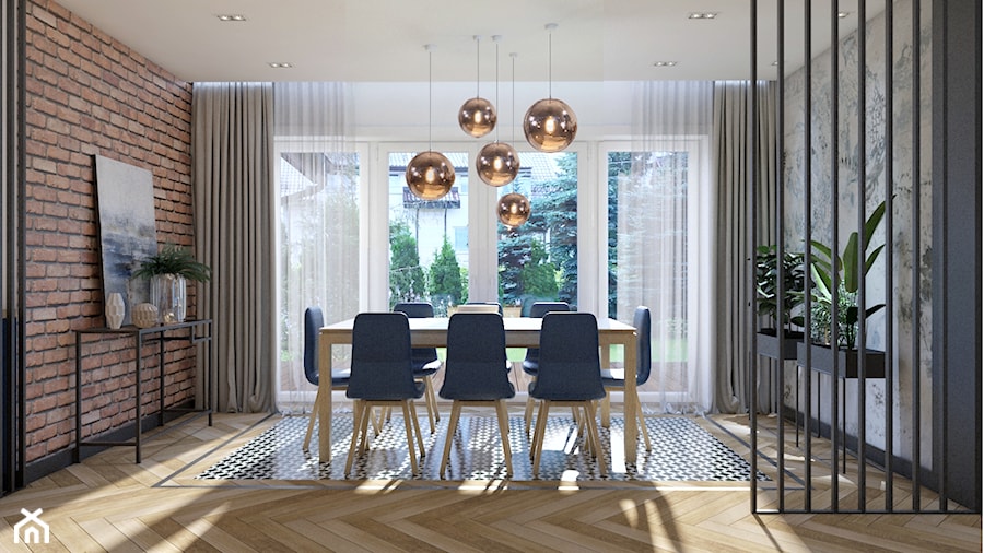 Dom Banino - Duża brązowa szara jadalnia jako osobne pomieszczenie, styl nowoczesny - zdjęcie od Inka Studio