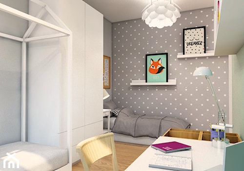 Mieszkanie Gdynia Apartamenty na Polanie - Średni szary pokój dziecka dla dziecka dla nastolatka dla chłopca dla dziewczynki dla rodzeństwa, styl skandynawski - zdjęcie od Inka Studio
