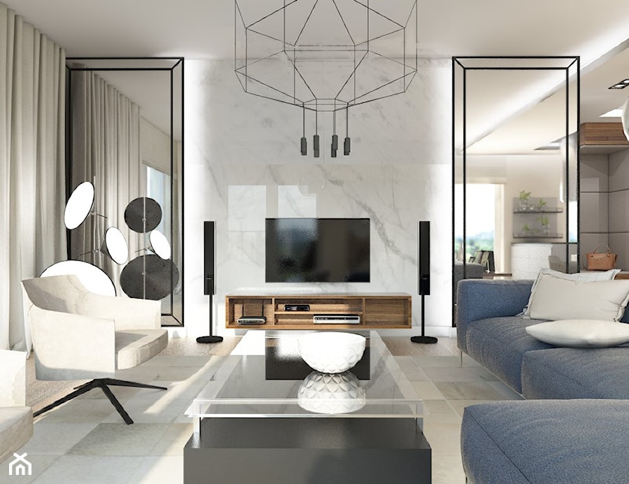 Nowoczesne mieszkanie w apartamentowcu - Mały biały salon, styl nowoczesny - zdjęcie od Inka Studio