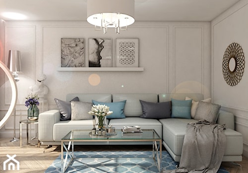 Nowoczesne mieszkanie w starym bloku- to możliwe - Średni biały salon, styl glamour - zdjęcie od Inka Studio