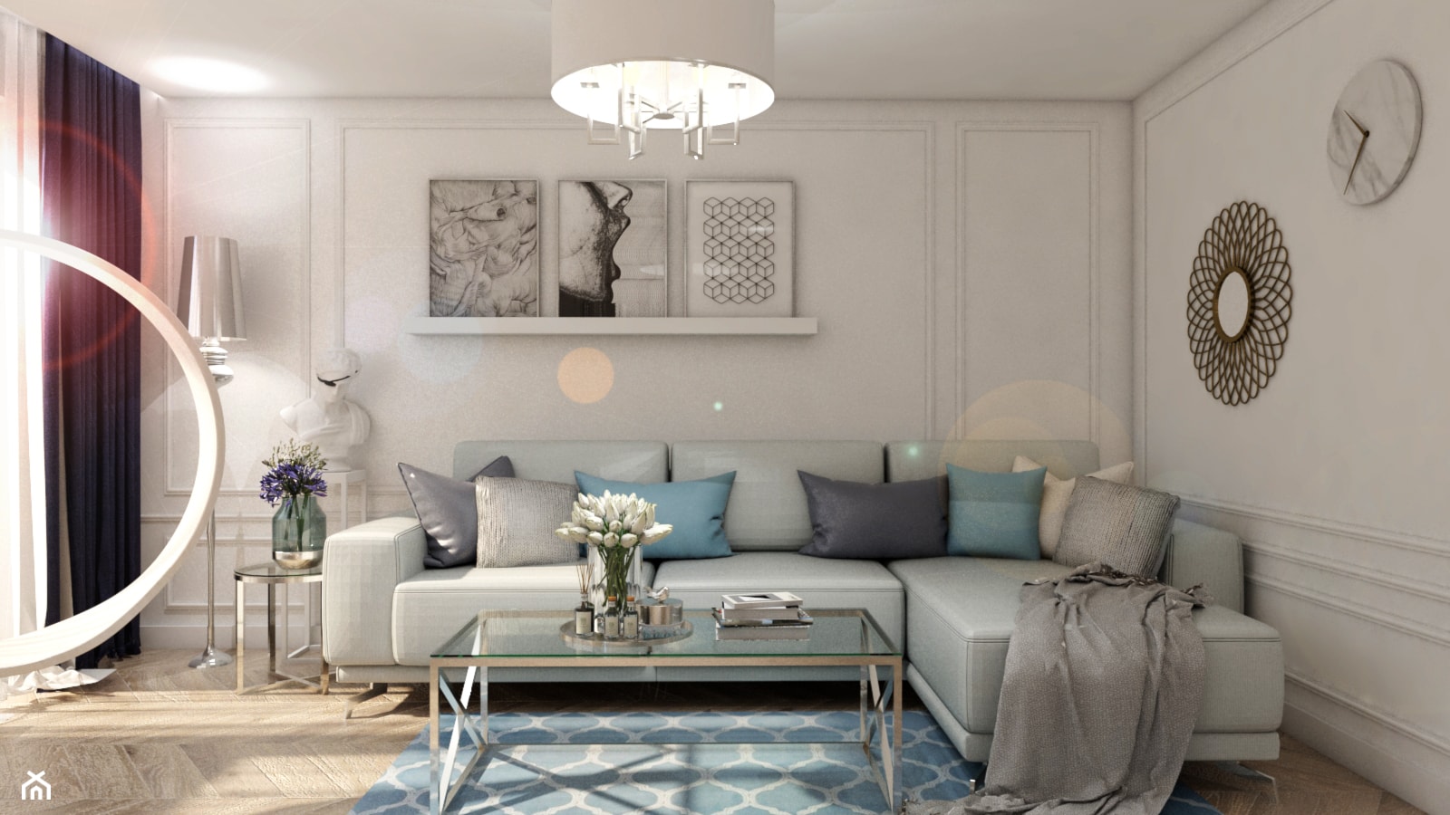 Nowoczesne mieszkanie w starym bloku- to możliwe - Średni biały salon, styl glamour - zdjęcie od Inka Studio - Homebook
