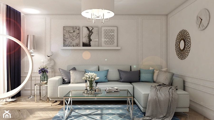 Nowoczesne mieszkanie w starym bloku- to możliwe - Średni biały salon, styl glamour - zdjęcie od Inka Studio
